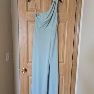 Elegant One-Shoulder Blue Dress